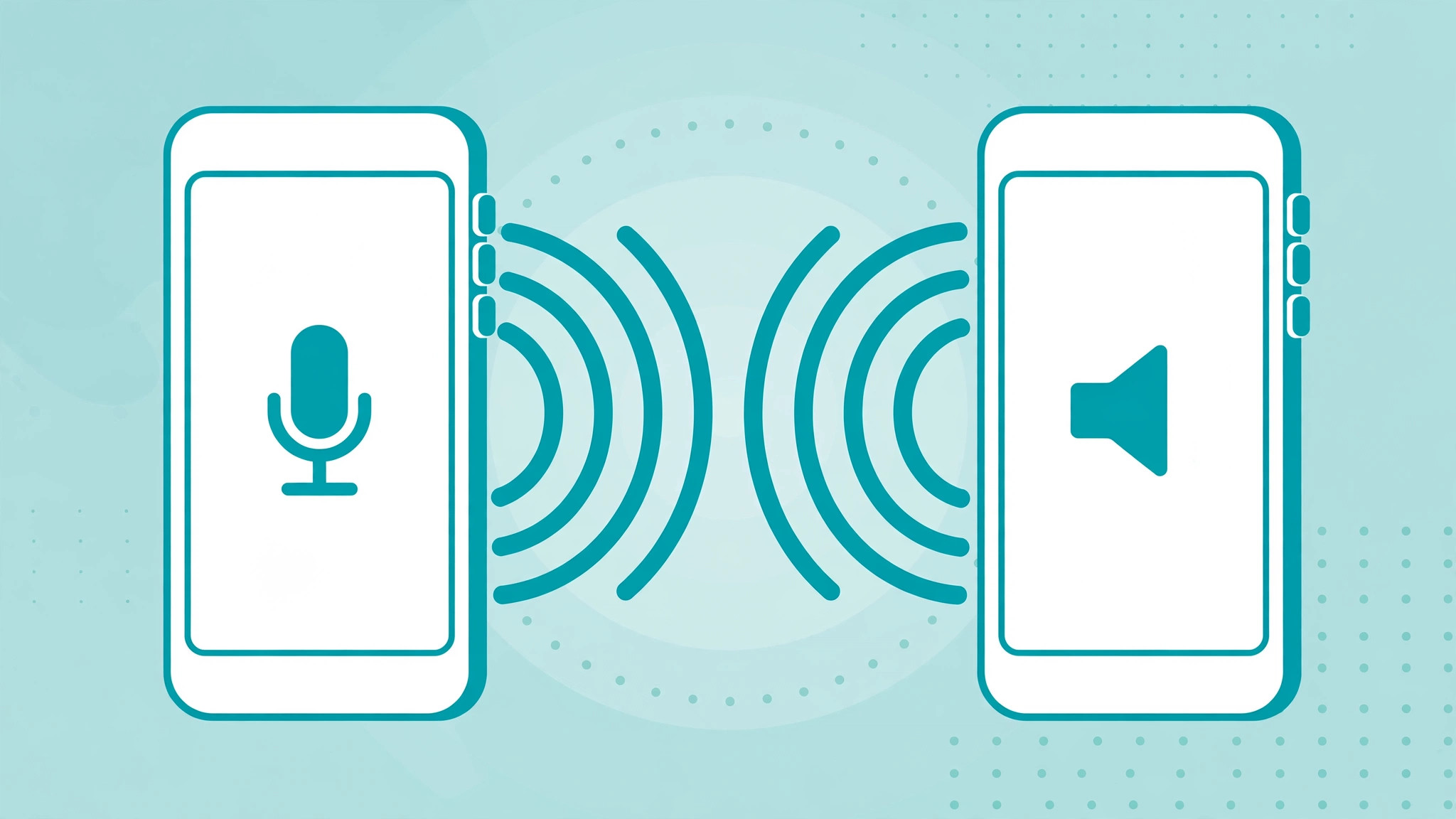 Flat illustration of two smartphones with sound waves between them, illustrating Telenor voice call packages