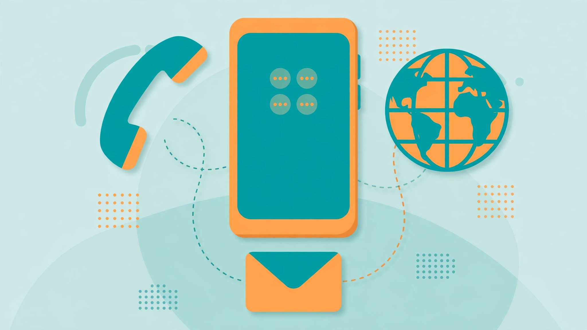 Flat illustration of a smartphone surrounded by call, data and message symbols, illustrating the Zong weekly hybrid bundle
